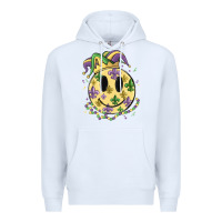 White smiley face mardi gras Premium Hoodie - MaliasSmallBusiness