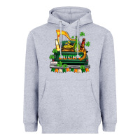 Heather Grey lucky truck with flags and beers Heavyweight Hoodie - AdoDesignShop