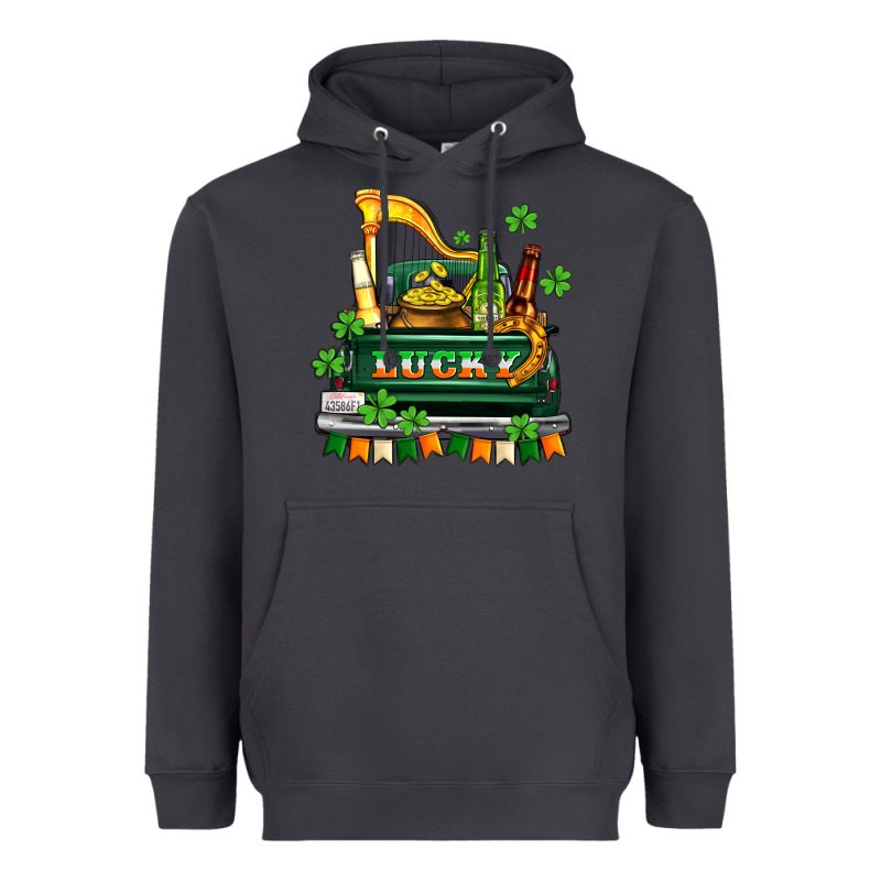 Lucky Truck With Flags And Beers Heavyweight Hoodie by AdoDesignShop | Teevron