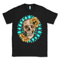 Black skull with gemstone and sunflower Classic Tee - RanaPortraitStore