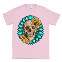 Bubblegum Pink skull with gemstone and sunflower Classic Tee - RanaPortraitStore