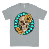 Heather Grey skull with gemstone and sunflower Classic Tee - RanaPortraitStore