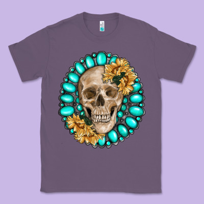 Skull With Gemstone And Sunflower Classic Tee Designed By Ranaportraitstore