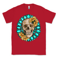 Red skull with gemstone and sunflower Classic Tee - RanaPortraitStore