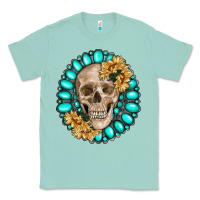 Seafoam skull with gemstone and sunflower Classic Tee - RanaPortraitStore