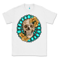 White skull with gemstone and sunflower Classic Tee - RanaPortraitStore