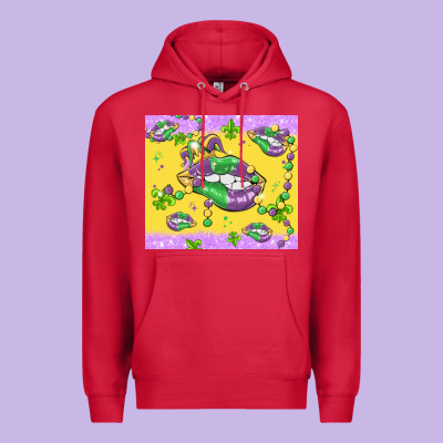 Mardi Gras Lips Premium Hoodie Designed By Maliassmallbusiness