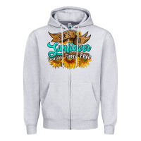 Heather Grey she's a sunflower beautiful fierce free Zipper Hoodie - HRA Design Shop