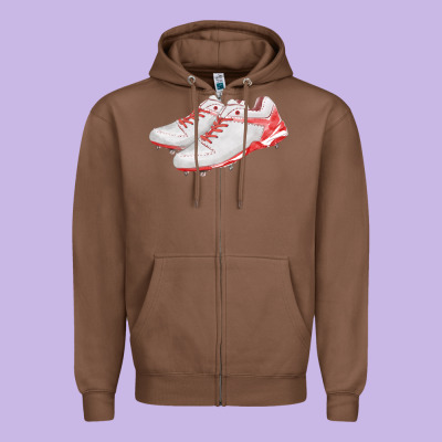 Red Cleats Fa Element Zipper Hoodie Designed By Fadigitalartstudio