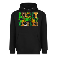 Black lucky and blessed with coins and shamrocks Heavyweight Hoodie - AdoDesignShop