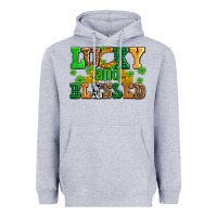 Heather Grey lucky and blessed with coins and shamrocks Heavyweight Hoodie - AdoDesignShop