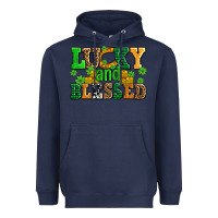 Navy lucky and blessed with coins and shamrocks Heavyweight Hoodie - AdoDesignShop
