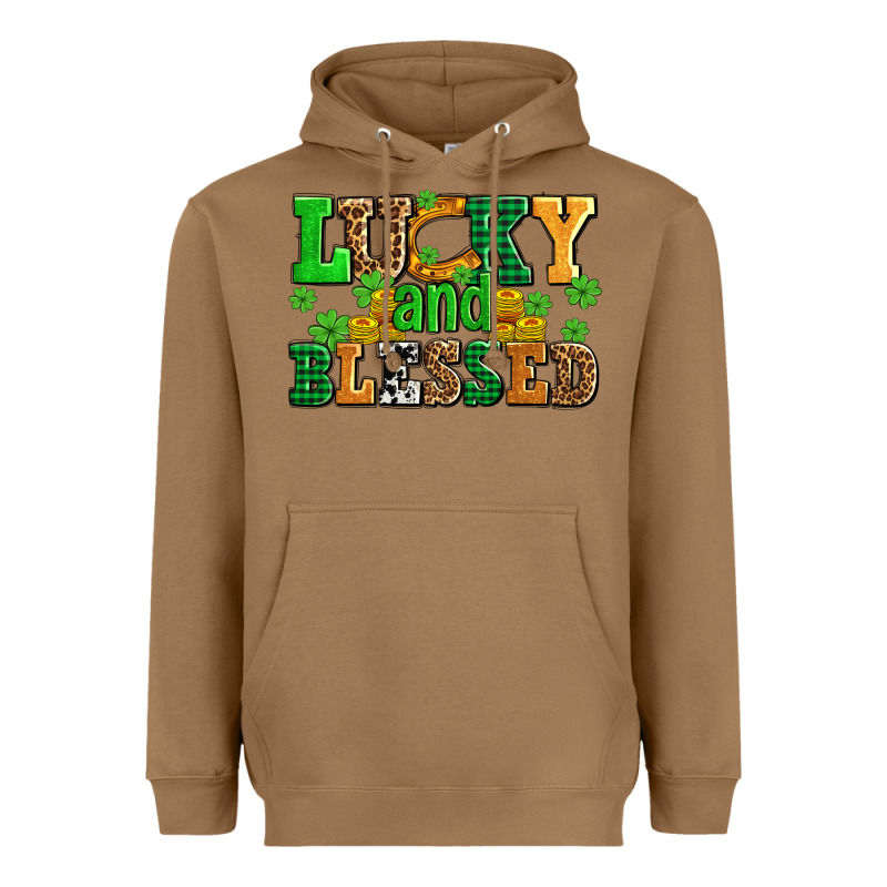 Lucky And Blessed With Coins And Shamrocks Heavyweight Hoodie by AdoDesignShop | Teevron