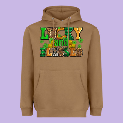 Lucky And Blessed With Coins And Shamrocks Heavyweight Hoodie Designed By Adodesignshop