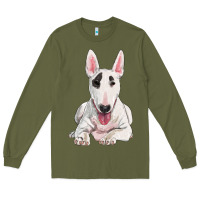 Army Green bull terrier Long Sleeve Tee - RanaPortraitStore
