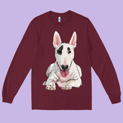 Bull Terrier Long Sleeve Tee Designed By Ranaportraitstore