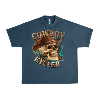 Midnight Navy cowboy killer with skull Urban Heavy Tee - texasbilliewilder