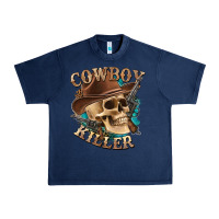Navy cowboy killer with skull Urban Heavy Tee - texasbilliewilder