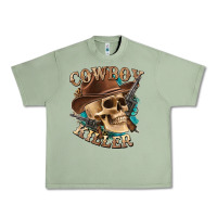 Oil Green cowboy killer with skull Urban Heavy Tee - texasbilliewilder