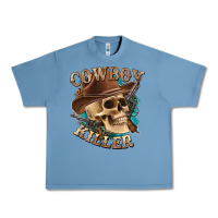 Pebble Blue cowboy killer with skull Urban Heavy Tee - texasbilliewilder