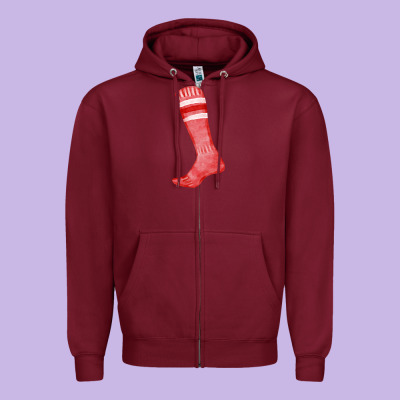 Red Sock Fa Element Zipper Hoodie Designed By Fadigitalartstudio