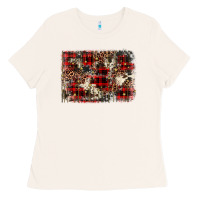 Bone christmas leopard cowhide background Ladies Tee - BarkalooDesign