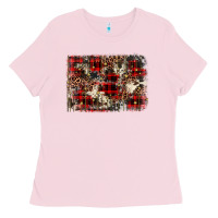 Christmas Leopard Cowhide Background Ladies Tee | Teevron
