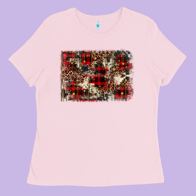 Christmas Leopard Cowhide Background Ladies Tee Designed By Barkaloodesign