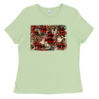 Matcha christmas leopard cowhide background Ladies Tee - BarkalooDesign