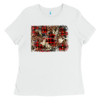 White christmas leopard cowhide background Ladies Tee - BarkalooDesign