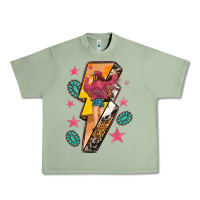Oil Green cowgirl with lightning bolt Urban Heavy Tee - texasbilliewilder