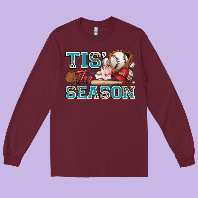 Tis' The Season Baseball Long Sleeve Tee Designed By Zillion Design Studio