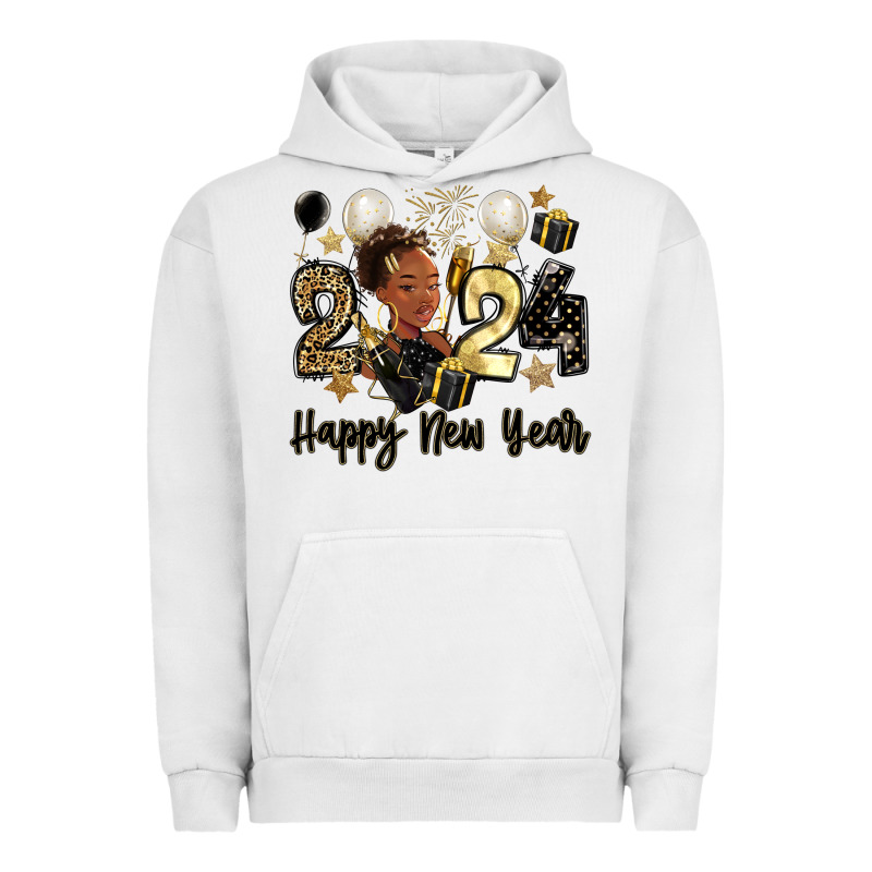 2024 Happy New Year Black Woman Urban Hoodie by MaliasSmallBusiness | Teevron
