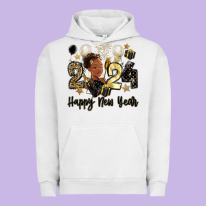 2024 Happy New Year Black Woman Urban Hoodie Designed By Maliassmallbusiness