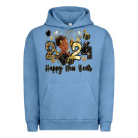 Pigment Pebble Blue 2024 happy new year black woman Urban Hoodie - MaliasSmallBusiness