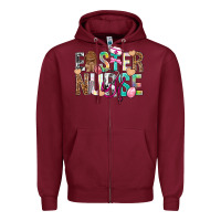 Burgundy Easter Nurse Easter Day Zipper Hoodie - Neo Western