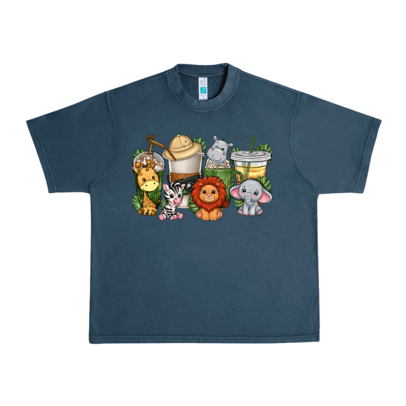 Cute Baby Safari Animals Coffee Cups Urban Heavy Tee by texasbilliewilder | Teevron