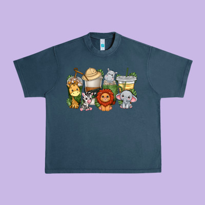 Urban Heavy Tee cute baby safari animals coffee cups
