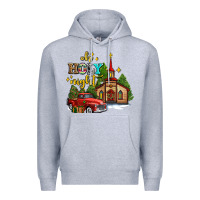 Heather Grey the church  holy night western truck Premium Hoodie - AdoDesignShop