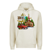 Oatmeal Heather the church  holy night western truck Premium Hoodie - AdoDesignShop