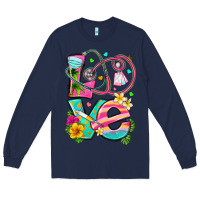 Navy love summer nurse Long Sleeve Tee - texasbilliewilder