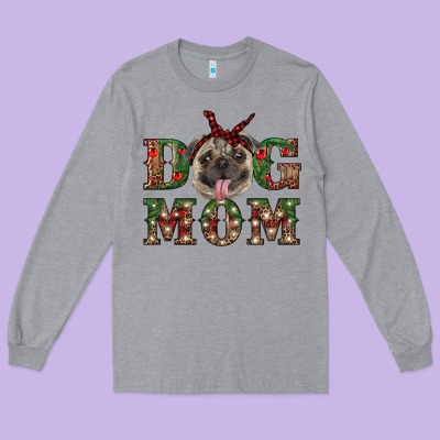 Christmas Pug Mom Long Sleeve Tee Designed By Ranaportraitstore
