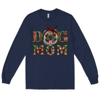 Navy christmas pug mom Long Sleeve Tee - RanaPortraitStore