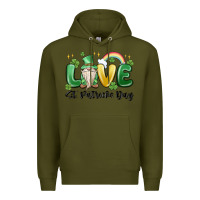Army Green love st. patricks day gnome Premium Hoodie - MaliasSmallBusiness