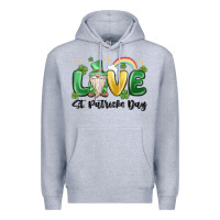 Heather Grey love st. patricks day gnome Premium Hoodie - MaliasSmallBusiness