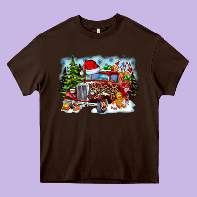 Christmas Truck Heavy Core Tee Designed By Cowhidedigitalart