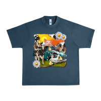 Midnight Navy cowhide farm truck with farm animals Urban Heavy Tee - texasbilliewilder