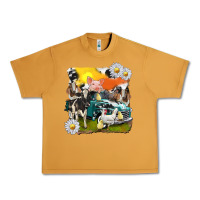 Peanut Butter cowhide farm truck with farm animals Urban Heavy Tee - texasbilliewilder
