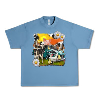 Pebble Blue cowhide farm truck with farm animals Urban Heavy Tee - texasbilliewilder