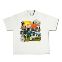 Pistachio cowhide farm truck with farm animals Urban Heavy Tee - texasbilliewilder